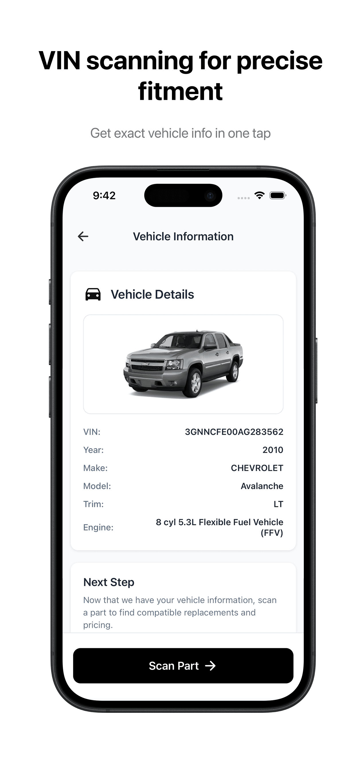 MechanicML VIN lookup screen